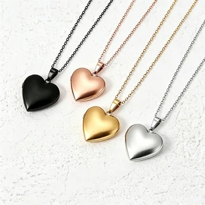 Ywyougang Custom Engravable Heart Locket Necklace, Cable Chain Photo Pendant for Women Memorial Gift