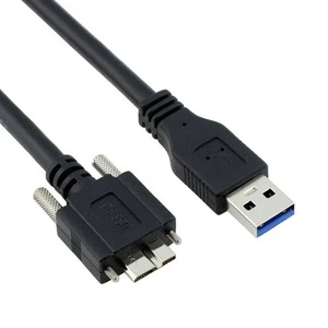 USB 3.0 a to Micro-B Plug Data Cable with Locking Screw 1m PVC Jacket Braid Shielding for Industrial Camera Machine Vision