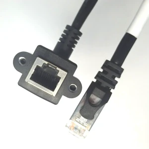 RJ45 Male to Female Cable Extension Cable with 90 Degree Right Angle Bend Fixed on Both Sides with Screws for Easy Installation