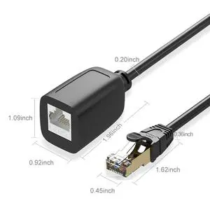 Cat8 Ethernet Extension Cable, 40Gbps 2000MHz High Speed FTP Shielded Network Patch Cord, Pure Copper for Router Modem PC