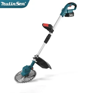 MulinSen Cordless Grass Trimmer Brushless Lithium Electric Lawn Mower 2 Batteries Adjustable Garden Weeder Machine Set