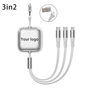 Low MOQ Customized Logo 6A 100W Retractable Right-Angle Braid Shielding PVC Pure Copper Conductor Customizable Length Cable