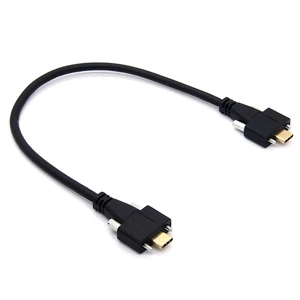Type-c Male-to-male Extension Cable with Screw Usb3.1 Gold-plated 5A Lock Panel Industrial Camera Charging Data Cable