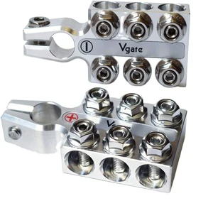 12-Way Post Terminal Distribution Block Bus Bar, 8AWG up to 4/0(XL) AWG Gauge, for Lithium or AGM Lead Acid Battery