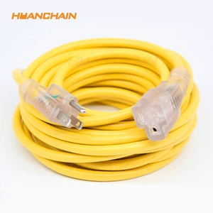 ETL Approved 12/3 Yellow Outdoor/Indoor Waterproof AC Power Extension Cord With Lighted SJTW Wire Type