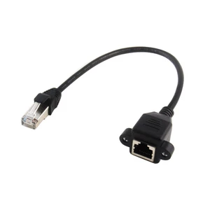 30CM RJ45 Network Extension Cable Ethernet LAN 8P8C Male to Female Screw Panel Mount Extension Cable