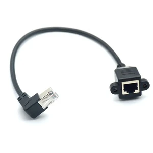 Male to Female Panel Mount CAT5e RJ45 Ethernet LAN Network Extension Cable Shielded Customizable Length Communication Cable