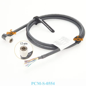 1.5M Industrial Camera Power GPIO Trigger I/O Cable HR10A-10P-12P Connector Right Angle for Hitachi JAI Toshiba Camera