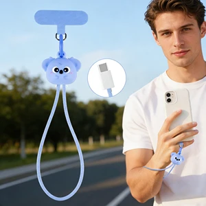 Koala Phone Wrist Strap Lanyard 60W Fast Charging Cable Anti-Drop Phone Strap Portable USB 60W Data Cable For Travel Outdoor