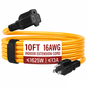 Linsheng UL Listed 10FT 16/3 13A Light Duty Outdoor Extension Cord Weatherproof SJTW 3 Prong Power Cord for Jobsite Workshop