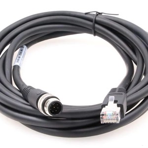 M12 8 Pin A-Code Male to RJ45 Industrial Cable for Cognex Industrial Camera Network and Data Power CAT6