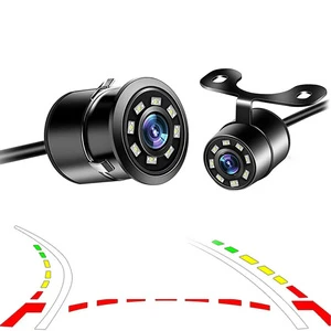 Car Backup Camera with Dynamic Trajectory Guide Line CVBS Analog Reverse Rear View Cam Adjustable Fisheye Lens IR Night Vision