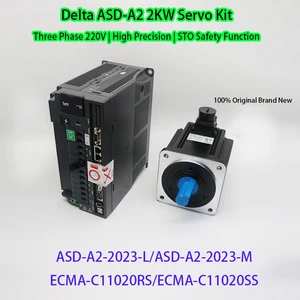 100% New Delta 2.0KW Three-Phase AC Servo System A2 Servo Kit ASD-A2-2023-L/M + ECMA-C11020RS/SS 3000rpm IP65 Motor Packaging