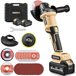 Cordless Brushless 4.0Ah 20V Angle Grinder with Rotating Head 4-1/2 Inch 2-Cordless Battery Charger Cutting Grinding Polishing