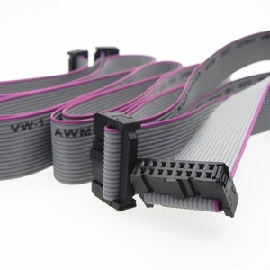 Flat Bus Cable 16Pin Grey Ribbon Cable with IDC Crimp Terminal Dual Head Circuit Signal Transmission Wire Computer PTFE