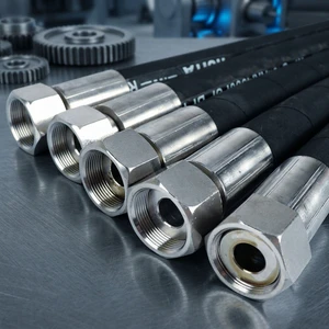 Threaded Stainless Steel Fitting Hydraulic Hose 2SN 3/4 Inch High Pressure Two Braid Steel Wire Reinforced Flexible Rubber Line