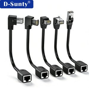 D Sunty CAT6A Outdoor Copper Ethernet Extension Cable 90 Degree Right Angle RJ45 Male to Female Gigabit Network Patch Cord