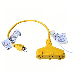 Heavy Duty Extension Cord 12AWG SJTW Outdoor Power Cables 15A 3 Prong T-Shape Electrical Supplies for Construction Industry