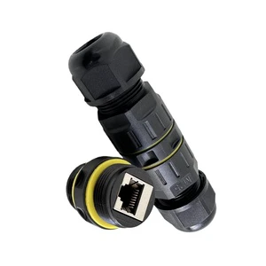 Professional IP68 Waterproof RJ45 Connector Cat6 Shielded Outdoor Ethernet Coupler PA66 Nylon for CCTV IP Camera POE Lighting