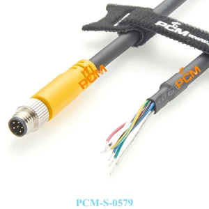 IP67 M8 6-pin to Open End GPIO Power I/O Trigger Signal Sensor Cable for Omron Basler Boost Ace 2 GigE Camera Machine Vision