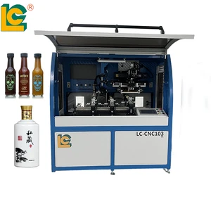 LC-CNC103 New High-Speed Full Servo Screen Printing Machine with CCD UV for Cylinder Bottle Auto Print 3-Station