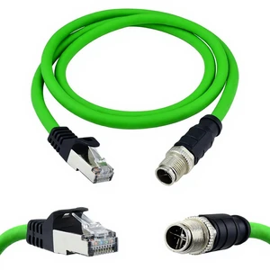 M12 X-Coded To RJ45 Cable 8 Pin Male 10Gbps Cat6a Industrial Ethernet Cord S/FTP Shielded PUR Sensor Wire 1m 2m 5m IP67 Jack