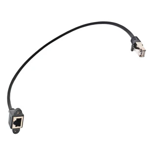 Category 6 FTP Copper Network Cable Male to Female RJ45 Extension Mounting Ears Screw Holes Fixation Black PVC LSZH TPE Jacket