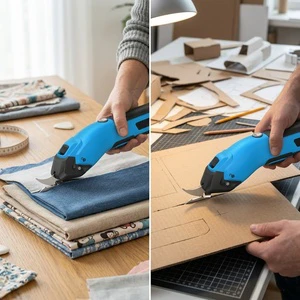 VLOXO 4V Cordless Electric Scissors for Fabric Cutting Pin Electric Scissors Machine for Rug Fabric Cutting with 3 Blades