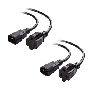 3ft IEC C14 to NEMA 5-15R Computer Equipment to PDU Power Cord Cable 3X18AWG