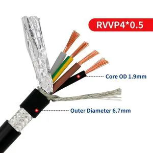 Shielded RVVP RVVSP Control Cable 3 4 Core Twisted Pair Tinned Copper Braid Signal Wire Multi-Core Flexible PVC Power Cable