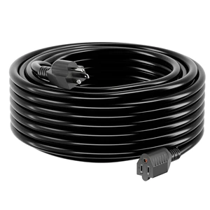 3/12AWG SJTW 25ft Black PVC Jacket Electric Extension Cord NEMA Female End US Plug Standard ETL Certified Home Use