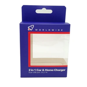 Custom Phone Charger Packaging Accessories Data Cable Packing Box Power Adapter Paper Box with Window