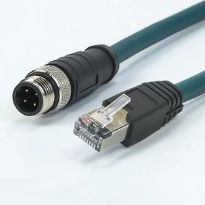 Industrial Ethernet Cable M12 4 Pin D-coding Male to RJ45 Male Plug, M12 to RJ45 Ethernet Industrial Cable