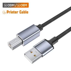 Custom Good Quality Aluminum Alloy Metal USB-B To USB-C Braided Nylon Data Cable For Printer Tablet Computer