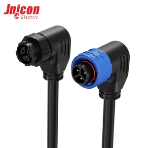 M16 3 Core Push Pull Self Locking Connector 10A 300V IP67 Right Angle Molded Cable Plug for LED Light