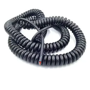 Custom Copper Conductor 2-Core/3-Core/4-Core/5-Core/6-Core TPU Black Bright Spring Wire High Elastic Telescopic Spiral Cable