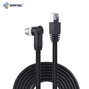 Industrial Camera Cable RJ45 to M12-8P X-Coded Male Right Angle High Speed Data Transmission Cable