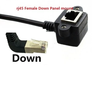 90 Degree Down angle rj45 Female Screw Panel Mount Ethernet LAN Network Extension Cable