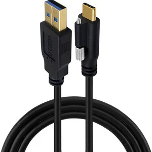 Right Angle Gold Plated USB3.0 9Pin Type C Panel Mount Cable with Lock Screws 5Gbps Industrial Camera Cable