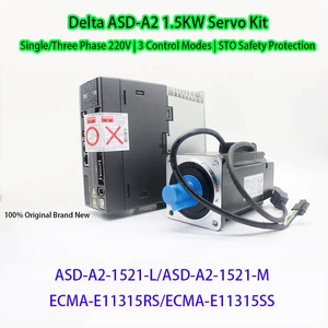 New Delta A2 1.5KW Servo Motor Driver Kit ASD-A2-1521-L/M ECMA-E11315RS/SS 220V Single Phase AC Servo Set For CNC Automation