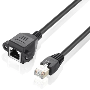 Bochara Cat 5 RJ45 Male to Female Ethernet LAN Network Extension Cable With Screw Panel Mount 30cm 60cm 100cm 150cm 2m 3m 5m
