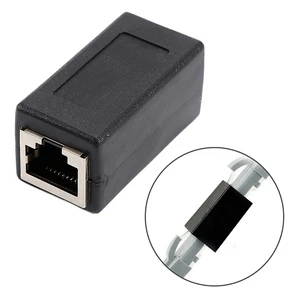 RJ45 Female To CAT6 Network Ethernet LAN Connector Adapter Coupler Black RJ45 Ethernet Cable Join Extension Converter