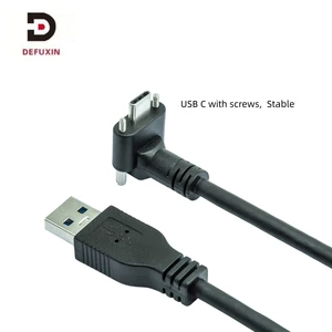 DFX USB 3.0 to Type C Cable 1m, Dual Screw Lock Industrial Camera Wire 90 180 Degree Vision Cord for Machine Vision