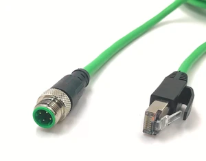 M12 to RJ45 Aviation Plug A-D Type Coded 4-Pin 8-Core Shielded Pure Copper TPE Jacket Industrial Camera Sensor Network Cable