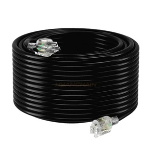 25ft US Standard Nema 12/3 Flexible SJTW Waterproof Outdoor Extension Cord With Lighted End 15A 125V For Home Appliance
