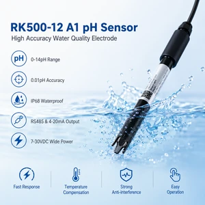 Groundwater pH Sensor 0-14pH Submersible IP68 RS485 for Well Water Quality Monitoring Hydrogeological Survey