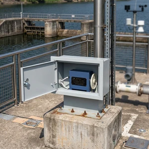 Clouds Cable Driven Float Level Indicator 10-40m Measuring Range with Illuminated LCD for Sluice Gate Control