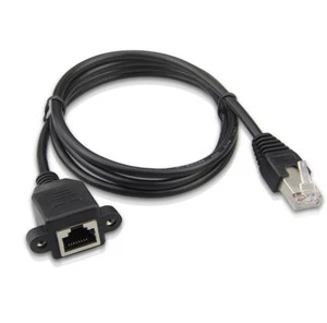 Shenzhen Manoson Black 0.3M 0.5m 1m 1.5m RJ45 Cat5E Male to Female Screw Panel Ethernet LAN Network Extension Cable for Computer