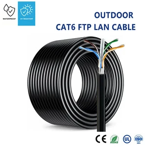 Waterproof Outdoor Direct Burial CAT6 FTP LAN Cable 23AWG Pure Copper 305m 1000ft Bulk Shielded UV Resistant Network Cable