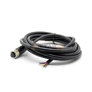 M12 8 Pin A-Coded Female Sensor Cable Pigtail Shielded Cordset AWG24 Open End For I/O Signal Distribution